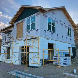 A custom home in Colorado being built